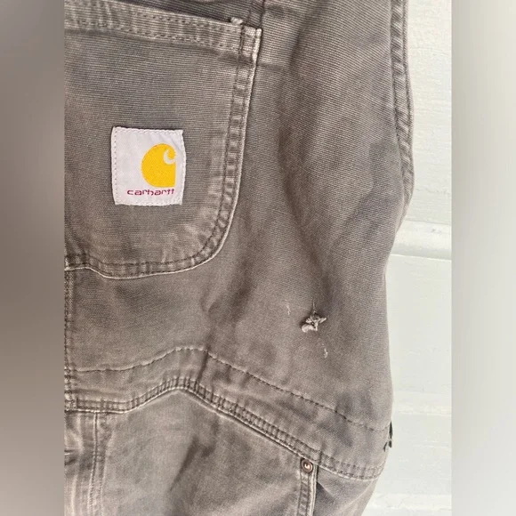 Carhartt Rugged Flex Relaxed Fit Canvas rigby Bibs Gravel gray/blue  42x34 - Picture 3 of 7